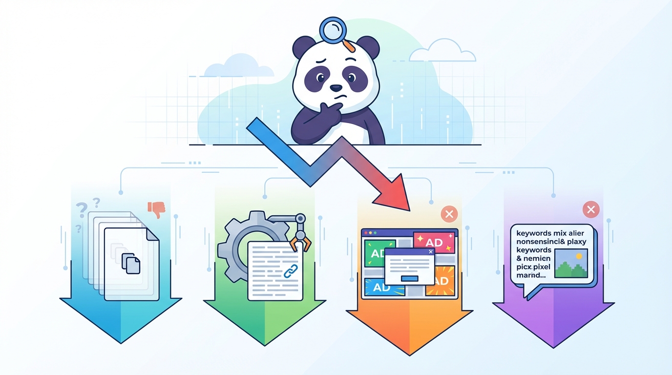 パンダアップデートで順位が下げられた4タイプの低品質コンテンツ