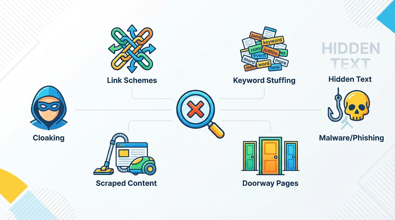 ペナルティ対象となる7種類のウェブスパム行為